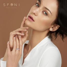 Sfoni Small Silver Stud Earrings for Women - 925 Sterling Silver Twisted Heart Earrings Studs Hypoallergenic Cubic Zirconia Diamond Earrings for Teenage Girls, Yellow Gold