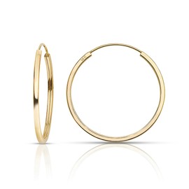 14k Yellow Gold Flat Endless Hoop Earrings 18x1.0mm