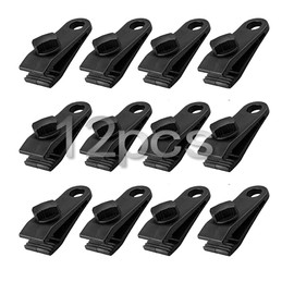 QH 12Pcs Tarp Clip Clamp, Heavy Duty Tarpaulin Clips Set Instant Awning Clamp for Tents Tarp Caravan Garden Shade Cloth Boat Cover, Black (12)