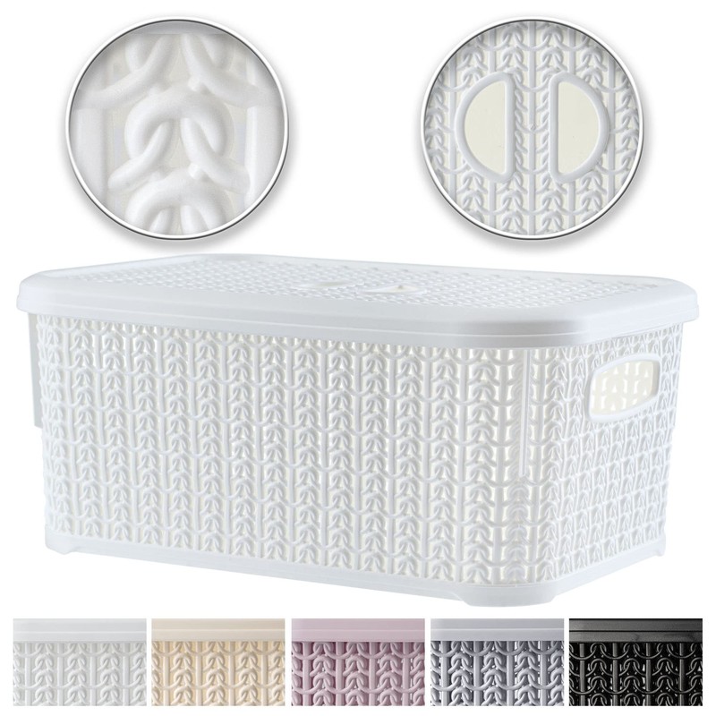 KADAX Storage Basket with Lid, 6L, Plastic Storage Box, Rectangular