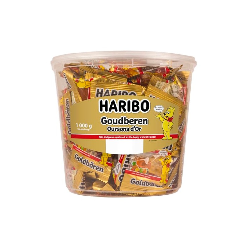 Haribo Gold Bears / Goldbären, 100 Mini Bags, 980g Tub