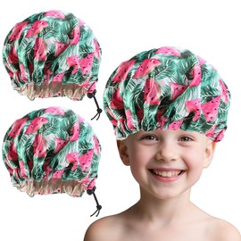 Flomiara 2 Pcs Shower Cap for Kids, Kids Shower Caps for Girls, Cute Hair Cap Wide Elastic Band, Reusable Waterproof Shower Cap, Bath Cap for Kids Girls Boys, Watermelon Shaped Funny Interesting Shape