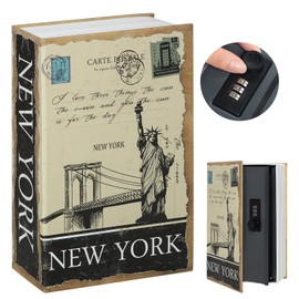 Kasten Book Safe Combination Lock, Diversion Secret Hidden Lock Box for Cash Jewelry, Fake Book Safe, 9.5"x 6.2"x 2.2", New York