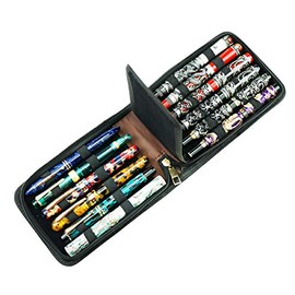 Estuche de cuero sintético para 12 plumas estilográficas o bolígrafos, bolsa de gran capacidad para tu colección, color marrón