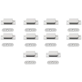 Metafranc Magnetic Catch White, Pack of 10, 6 kg Holding Force, Fixed Counter Plate, Easy Assembly, Suitable for Furniture Doors and Flaps, Door Closure, Holding Magnet, Furniture Catch, 351256