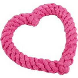 Gryshanyun Dog Rope Chew Toy, Heart Shaped Interactive Teething Toy for Puppies, Pink Cotton Dental Tug Toy