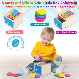 FCSONU Children's Montessori Toy from 1 2 3 Years Boys Girls Wooden Toy from 1 Year Colour Sorting Game Plug-in Game Children's Toy from 2 Easter Children's Day Birthday Gift for Baby Christmas