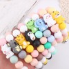 Animals Beaded Silicone Bracelet Wristlet Keychain, Cat Dog Elephant Lamb