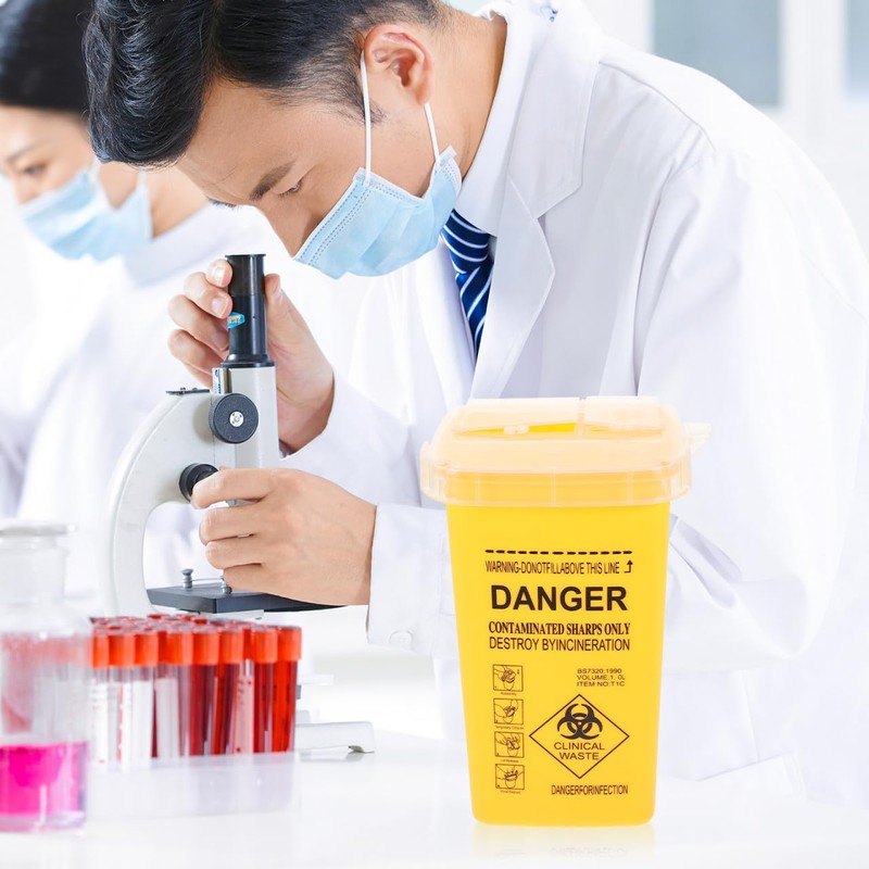 FOMIYES Multi-Purpose Sharps Container 0.26 Gallon Capacity, Yellow Pp Plastic