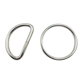 SORTUMOLA 50 pcs Metal O Ring and D Ring,Non-Welded Metal Rings Multi-Purpose Buckles for Bag Straps, Belts, Macrame, Pet Collar Leashes - Silver (38mm) ET1640