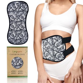 Castor Oil Pack Compress - Reusable Organic Castor Oil Pack Wrap - Less Mess Castor Oil Packs for Aid Sleep, Liver Detox and Constipation - Dual Use as Ice/Heat Castor Oil Pack kit (Oil Not Included)