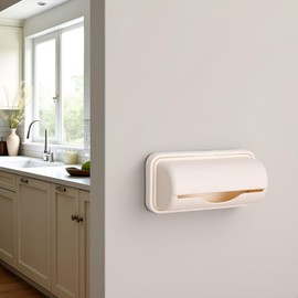 1 Pc Apricot Trash Bag Dispenser Roll Holder,Kitchen Trash Bag Dispenser Roll Holder Plastic,Wall Mount Garbage Kitchen Storage and Organization Accessories(ZS523)