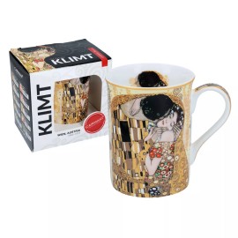 World Faith Decorative Porcelain Mug in a Gift Box - 14 OZ Mug, The Kiss Creme, Gustav Klimt