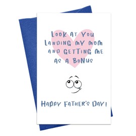 JUESMOS Stepdad Father's Day Card from Stepson Stepdaughter Happy Fathers Day Cards for Bonus Dad Funny Greeting Card for Stepdad from Bonus Son Daughter