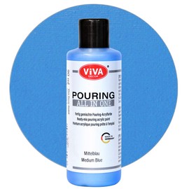 Viva Decor Pouring All in One (Medium Blue, 90 ml) Ready Mixed, Ready-to-Use, Liquid Pouring Acrylic Paints, No Mixing Required, for Canvas, Glass, Wood and Stones - Made in Germany