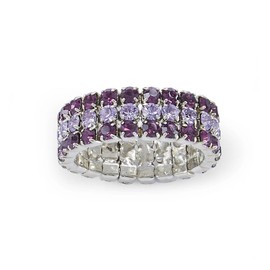 Violet Crystal Stretch Ring, Sparkling Rhinestone Fashion Jewelry for Women of All Ages, Elastic Band Stretches to Fit Most