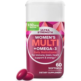 Ultra Women's Daily Multivitamin Softgels with Omega-3, Iron, Vitamins A, D, C, E, B12, 60 Count, 30 Day Supply