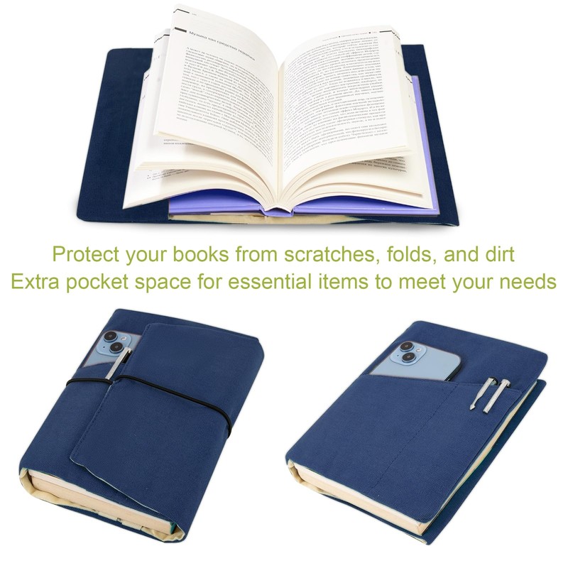 Book Covers for Paperbacks,Reusable Book Protector for Soft (Royal Blue,