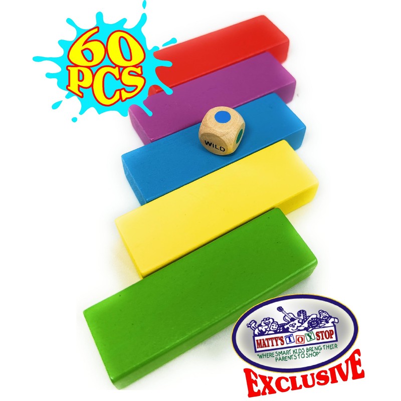 Matty's Mix-Up 60pc Large Colorful Wooden Tumble Tower Deluxe Stacking