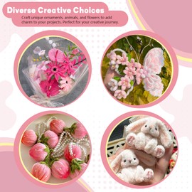 Limpiadores de pipa para manualidades, 500 unidades, 5 colores, color rosa pastel, 30 cm, limpiar pipas para Manualidades de alambre difuso de chenilla para manualidades, proyectos creativos y