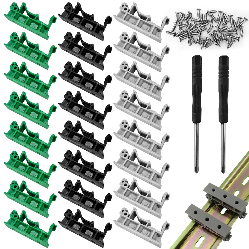 24 Pieces (12 Sets) DIN Rail Adapter Set, Terminal Blocks,