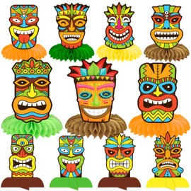 Hawaiian Luau Honeycomb Centerpiece Hawaiian Party Decorations Tiki Tropical Table Toppers for Hawaii Birthday Beach Pool Party Supplies