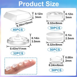 Winsyison 222pcs Bump Dots for Visually Impaired, Mixed Sizes & Shapes Tactile Stickers, Silicone Self-Adhesive Tactile Raised Dots for Blind Elderly Low Vision- Clear