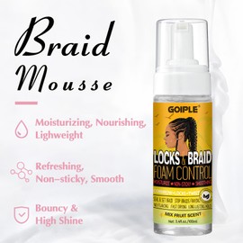 Extra Hold Styling Gel and Mousse for Braids, Twists, Locs, Cornrows - Frizz Taming, Smoothing & Edge Control with Rosemary Hair Growth Oil (Bonus: Hair Combs, Bonnet, Clips)