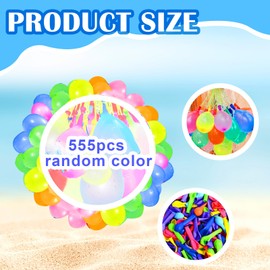 STFYUG 555 Pieces Water Bombs Self-Closing, Colourful Water Balloons with 4 Tap Connections, Water Balloons Water Bombs, 60 Seconds Quick Filler, Without Manual Tangle (555-A1X)