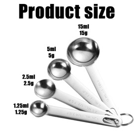 QZKJQDD Stainless Steel Measuring Spoons, 4 Piece Set Engraved Scale Spoon for Liquid & Dry Ingredients, Kitchen Utensils for Baking Measurements, Fit in Spice Jars (1.25/2.5/5/15g)