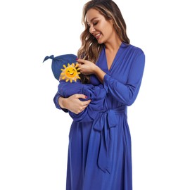 SUFEINI Maternity Mommy Robes with Matching Swaddle Blanket Set, Maternity Mommy Postpartum Bathrobe Sleepwear
