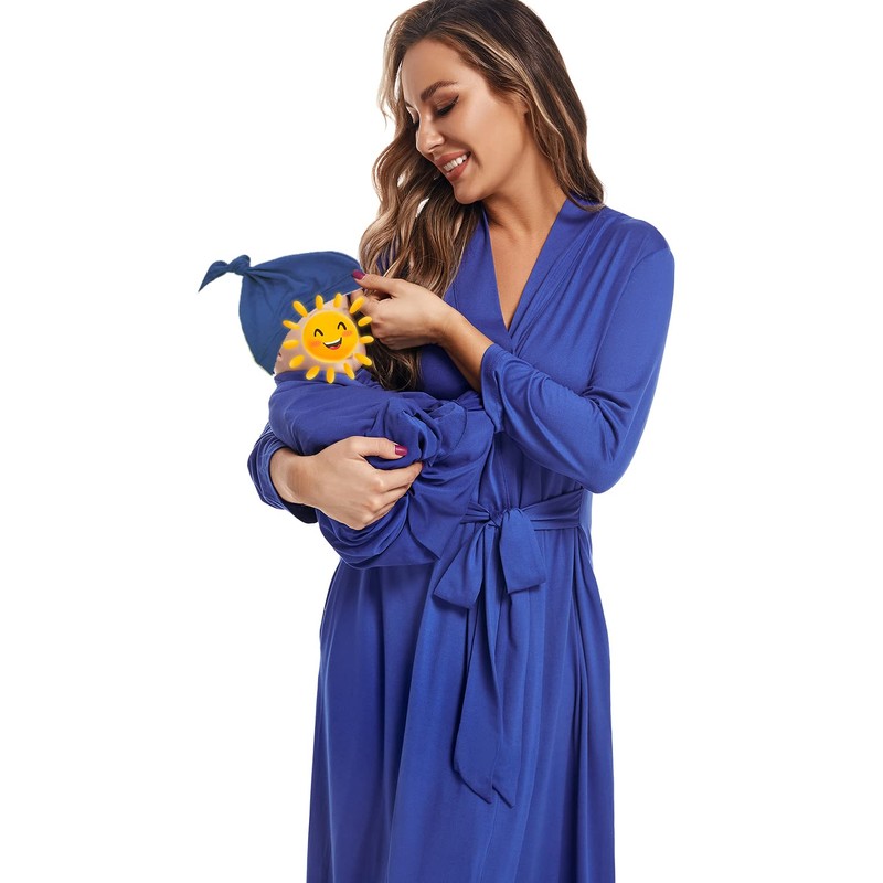 SUFEINI Maternity Mommy Robes with Matching Swaddle Blanket Set, Maternity