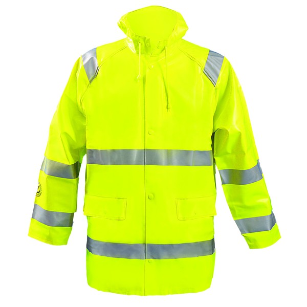 OccuNomix LUX-TJR/FR-Y3X Premium Flame Resistant Waterproof Rain Jacket, Class 3,