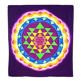 GURU SHOP Wall Hanging, Wall Cloth, Wall Picture, Batik Cloth - Yantra in Lotus Purple, Multicoloured, Synthetic, 110 x 95 x 0.2 cm, Wall Bags & Wall Hangings