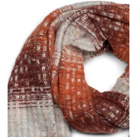 styleBREAKER 01017114 Women's Scarf with Stripes Web Pattern, Sequins and Short Fringes, Winter Stole, Orange/dark red/light grey