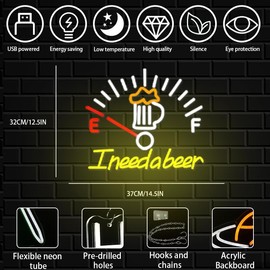 I Need A Beer Neon Sign for Wall Decor, Dimmable Beer LED Neon Light Bar Led Sign for Man Cave, USB Bar LED Light Signs for Bedroom Home Shop Restaurant Hotel Decoration