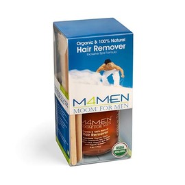 MOOM Organic Body Hair Removal for Men with Aloe Vera & Chamomile - Natural Sugar Wax Hair Removal Glaze with 18 Hair Wax Strips & 4 Applicator Sticks for Face & Body 6 oz. 1 Pack