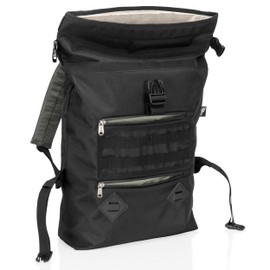 Xtreme Sight Line ~ AQUA RT~S Water-Proof Faraday Backpack ~ Sleek, Compact, Blocks RF and EMF ~ Stone ~ Dimensions: (roll-top closed): 17" tall by 13.5" wide by 4.5" deep