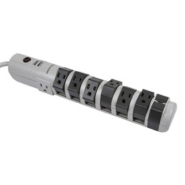 Monoprice 8 Outlet Rotating Surge Strip -Grey | UL Rated 2, 160 Joules with Grounded and Protected Light Indicator (111146) Gray