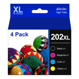 202XL Ink Cartridges Multipack Remanufactured for Epson 202XL 202 XL T202XL High Yield to Use with Epson Workforce WF-2860 Expression XP-5100 Printer (Black Cyan Magenta Yellow, 4 Pack)