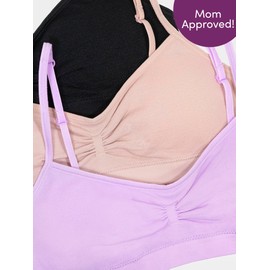 Fruit of the Loom Girls' Seamless Trainer Bra with Removable Modesty Pads, Stellar Orchid/Rose Shadow/Black