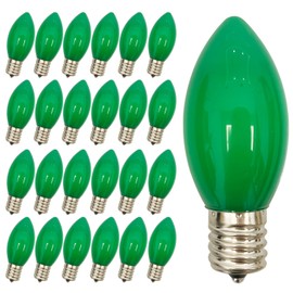 Oviejo C9led Paint Green Standby Bubble25 Pack C9 Green Christmas Light Bulbs, C9 LED Replacement Bulbs for Outdoor Christmas String Lights, Candle Lamps, 0.6 Watt Night Lights Bulbs, 120 Volt - Green
