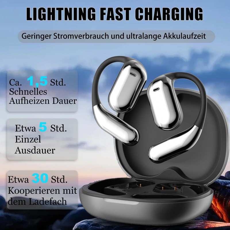 Open Bluetooth Headphones, Ear Hook LED Colour Screen Headphones, Active