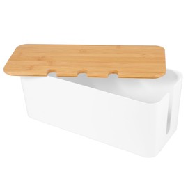 Tofficu Cable Management Box Medium White Cord Organizer for Wire Storage Durable Cover Design for Home Office Router Wires