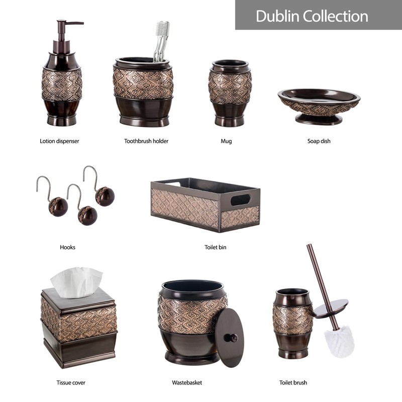 Creative Scents Dublin Brown Bathroom Accessories Set - 6-Piece Bathroom
