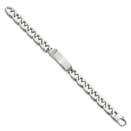 The Black Bow Men's 10mm Polished Stainless Steel Engravable I.D. Bracelet, 8.75 in.