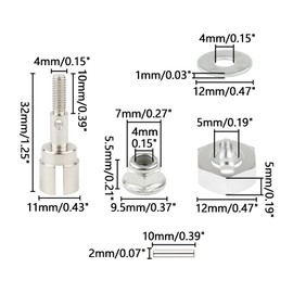 Rchobbytop 4 Sets 12mm Wheel Hex Drive Hub Adaptor & Steel Stub Axle & M4 Locknut Washers for 1/10 RC Car, Replace Parts of 102042 (02134) 122042 02033 for HSP 94108 94111 94123 94124 94170, Silver