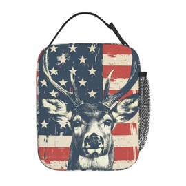 VANZEV Lunch Box for Kids Adults Girls Boys Deer American Flag Lunch Bag Cooler Tote Reusable Insulated Lunch Bag Container Gifts for Office Picnic Travel Work School