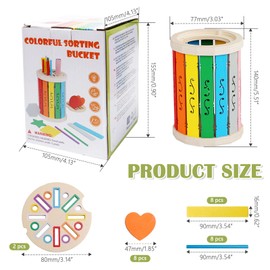 Bofanze Holz Farbe Form Sortierspielzeug, Pädagogisches Montessori Spielzeug, Sensorisches Training, Sortier und Stapelspielzeug Holz, geeignet für Kinder ab 1 2 3 Jahre, Feinmotorik Fördern