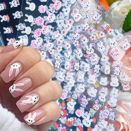 Easter sticker nail, 30 pieces rabbit nail stickers, nail stickers Easter, nail sticker rabbit, nail art stickers, nail art stickers 3D, cute nail art decorations for Easter